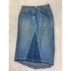 Jeans West Size 8 Womens Denim Jean Skirt Below Knee Length Cotton